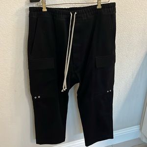 Drawstring -waist cropped trousers from Rick Owens featuring black, cargo